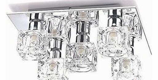 Modern Chrome Ice Cube 5 Way Flush Ceiling Light [5 x 33 watt]